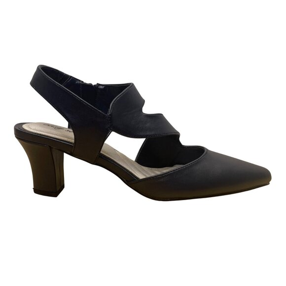 Easy Street Women’s Blue Faux Leather With Pointed Toe Strappy Heels Size 11M - Picture 1 of 9